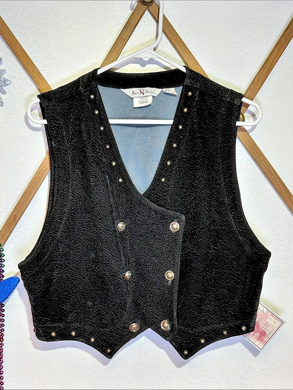 Bar None Western Vest Black Large NWT